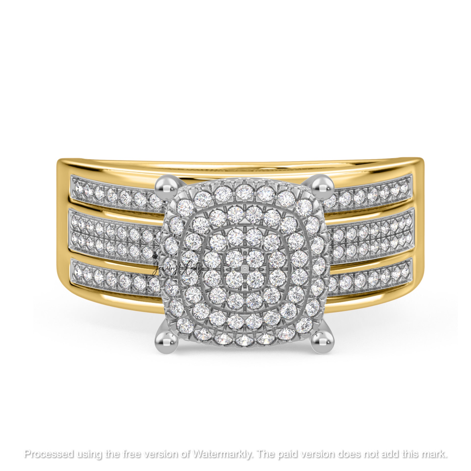 4Ct Round Cut Diamond Cluster Channel Set Wedding Trio Ring Set